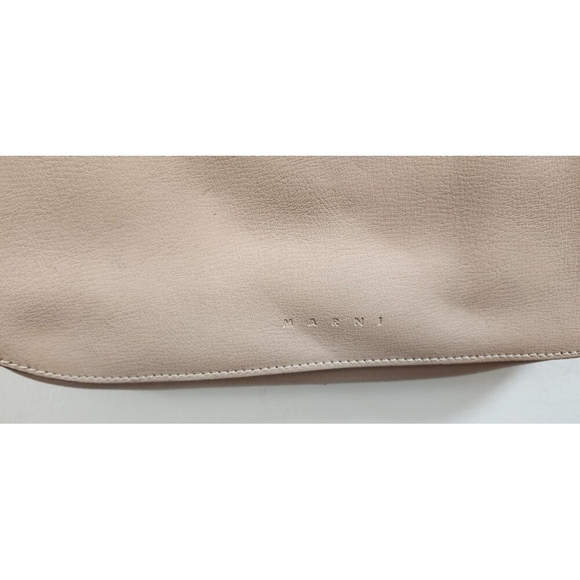 Marni Beige Leather Pushlock Saddle Shoulder Crossbody Bag Adjustable Strap - Picture 6 of 16